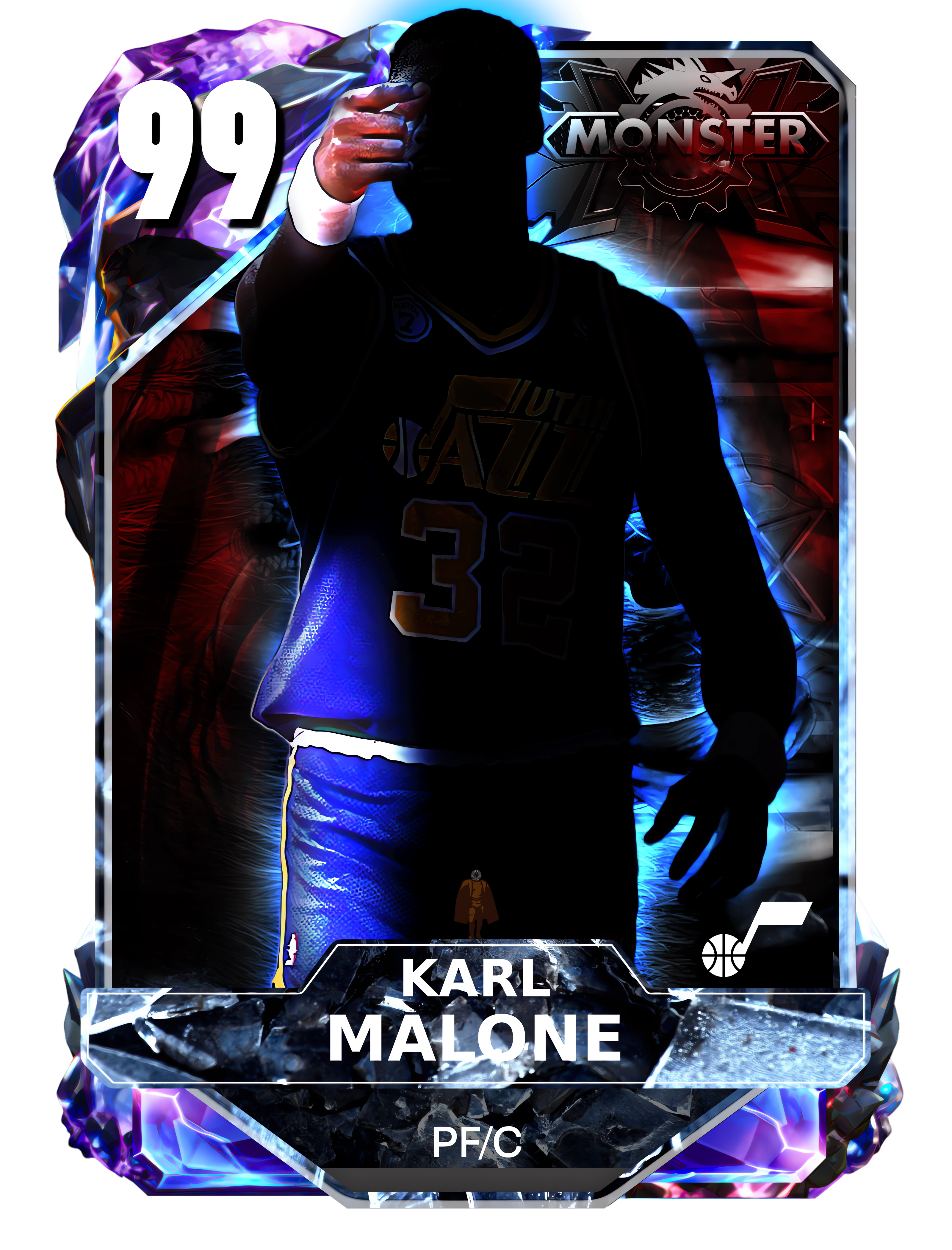 Karl Malone. Making this card was too annoying(Crash masterclass)