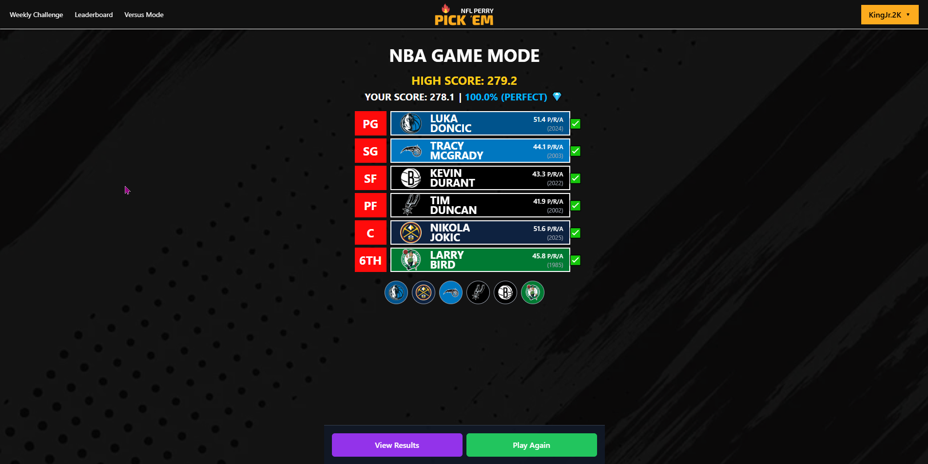 I beat Perry Pick Em!