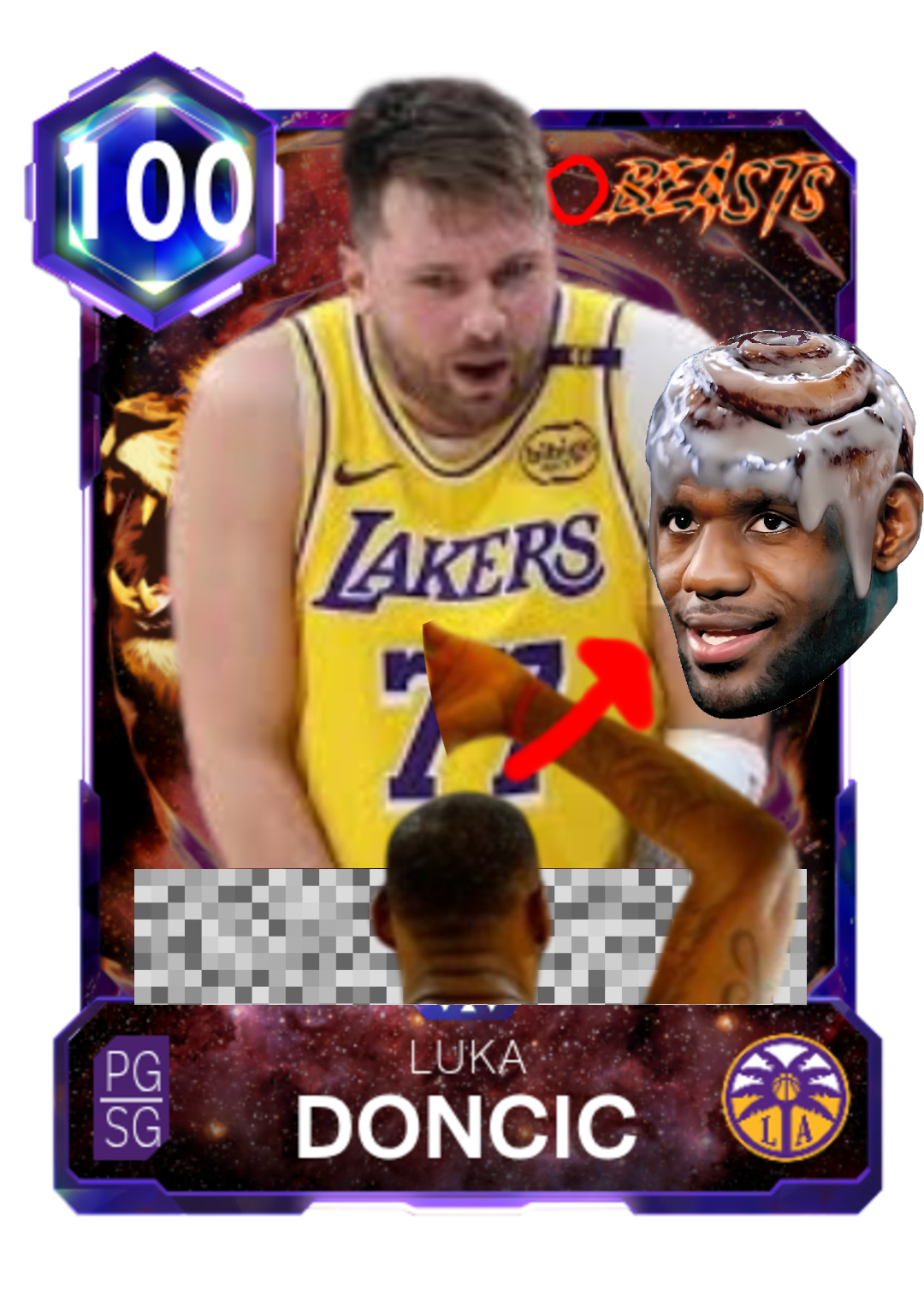 Luka Doncic and LeBron James card they are dancing