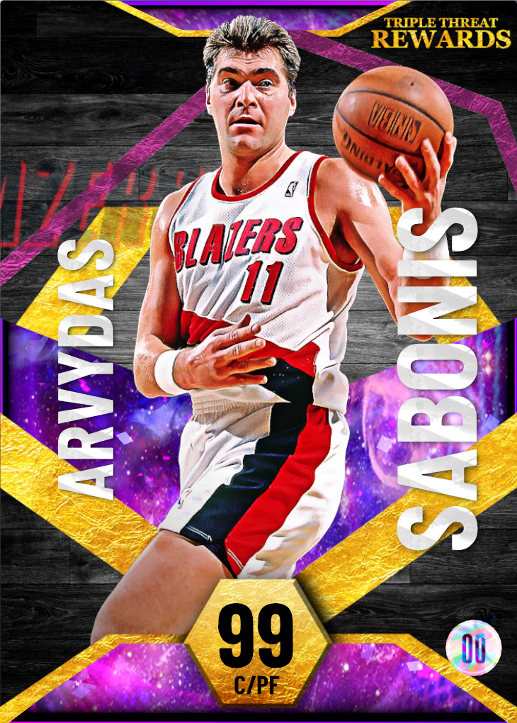 NBA 2K20  2KDB Galaxy Opal Arvydas Sabonis (99) Complete Stats